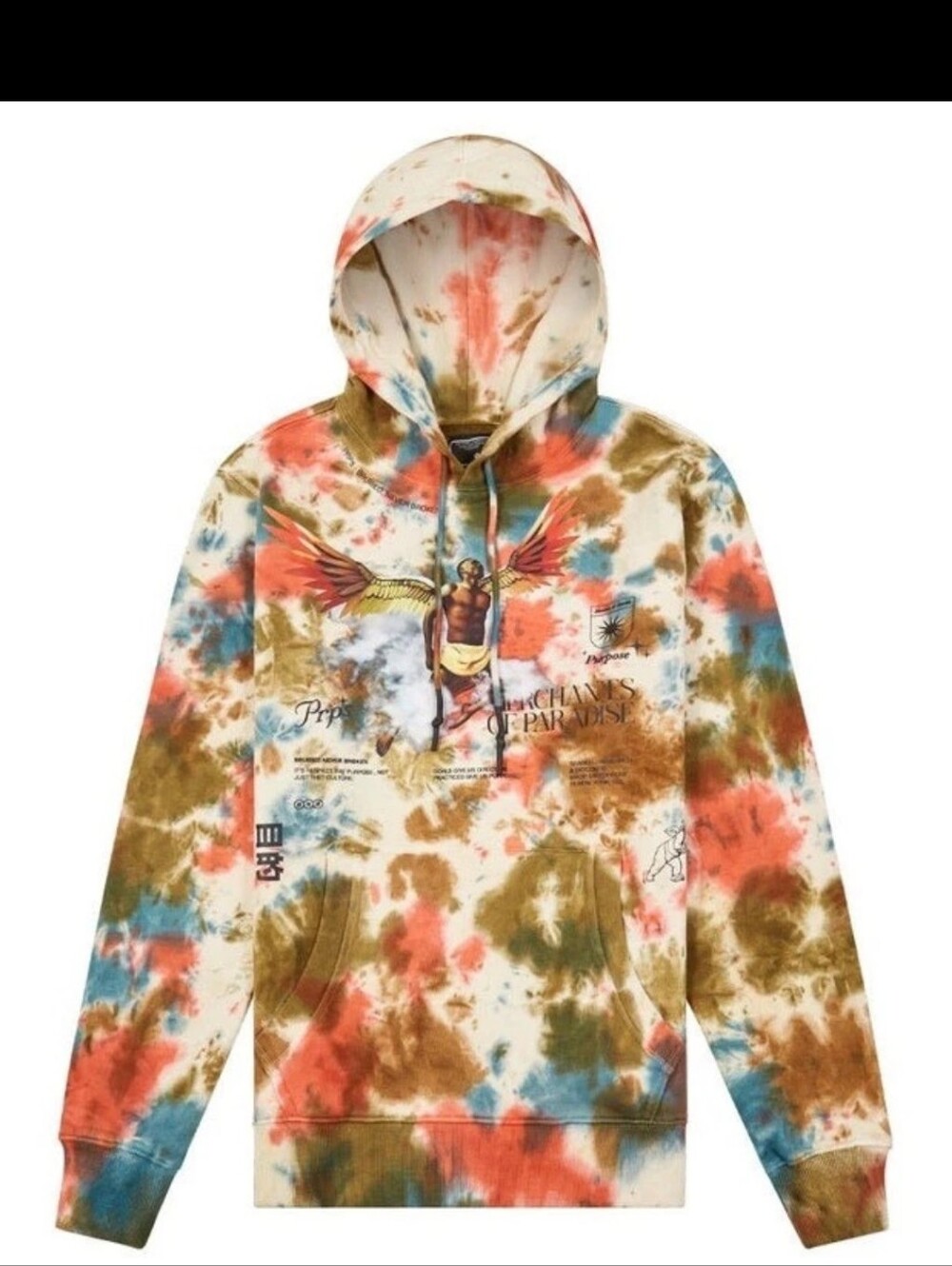 PRPS Multicolor Tie-Dye Crewneck Sweater - Cream, Brown, Coral, Blue